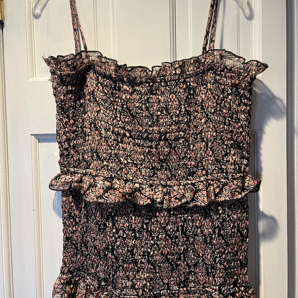 Women’s SWEET LEMON Black Floral Ruffle Elastic Dress Sz M - Picture 2 of 8